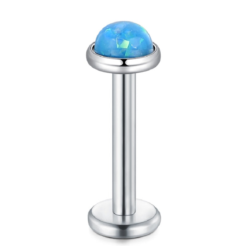 lip piercing silver opal