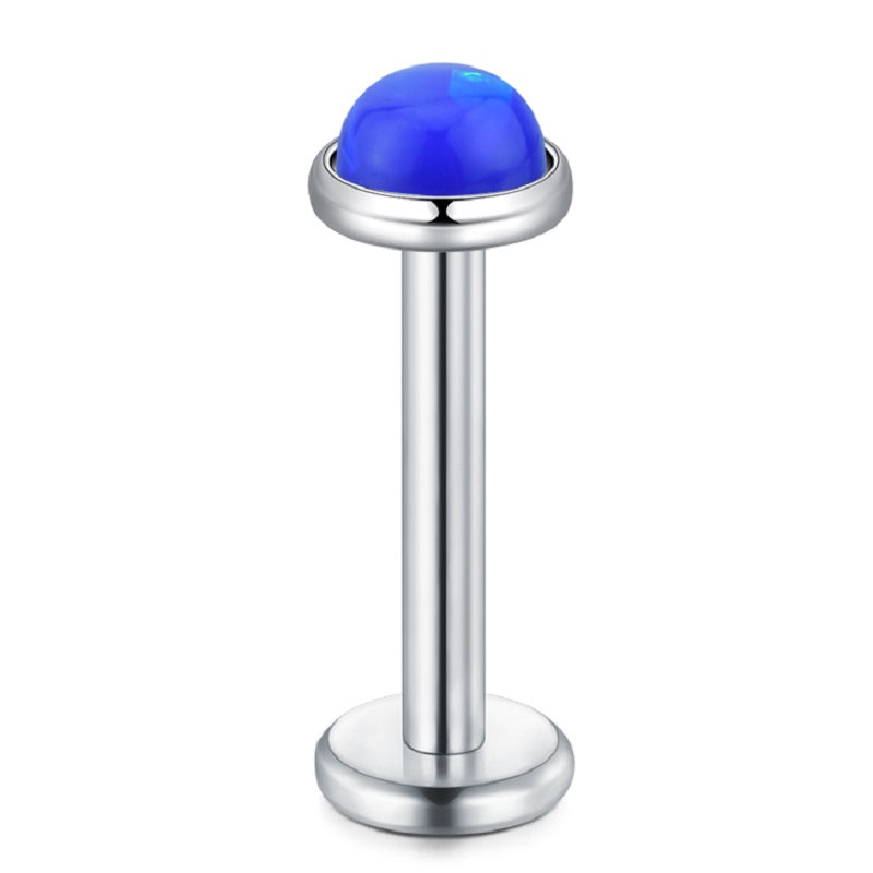 lip piercing silver opal
