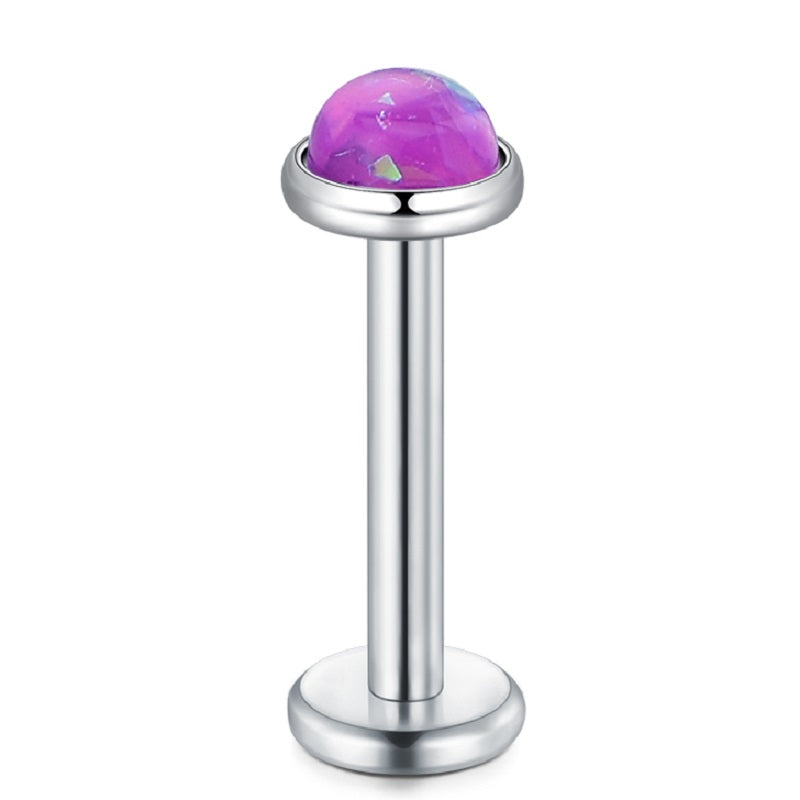 lip piercing silver opal