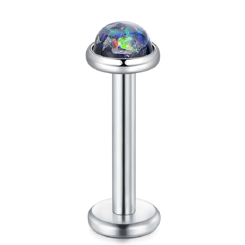 lip piercing silver opal