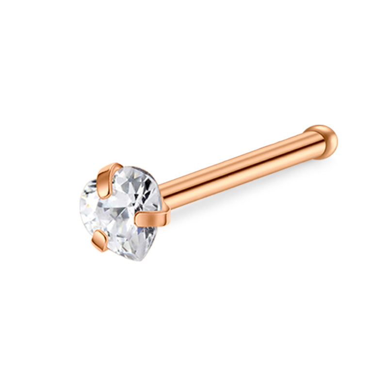 Heart Rose Gold Nose Bone Stud