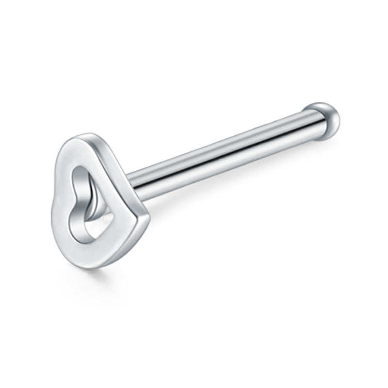 Silver Heart Shape Nose Stud