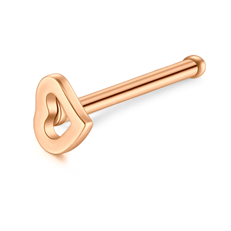 Rose Gold Heart Shape Nose Stud