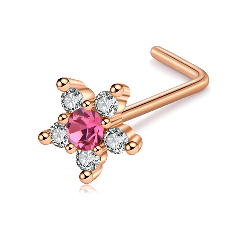 Rose Gold Pink Zircon Nose Rings