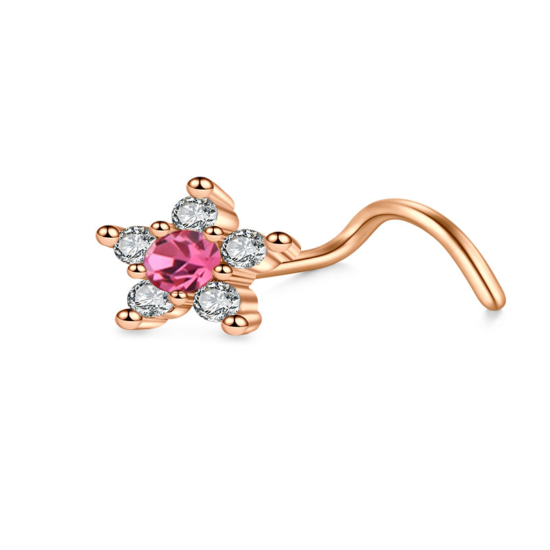 Rose Gold Pink CZ Nose Rings
