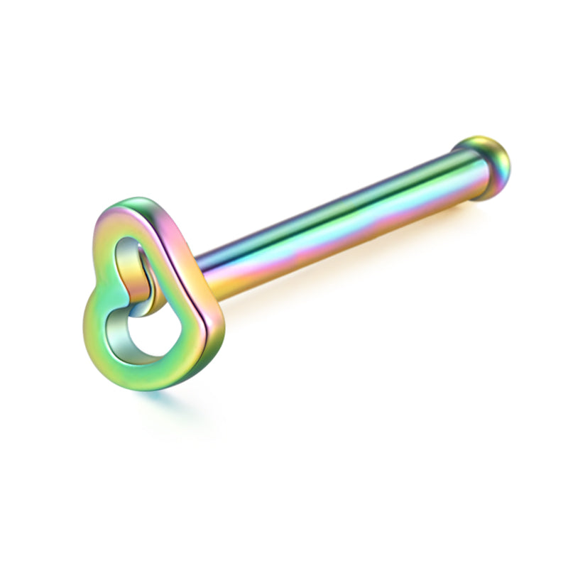 Rainbow Heart Shape Nose Stud
