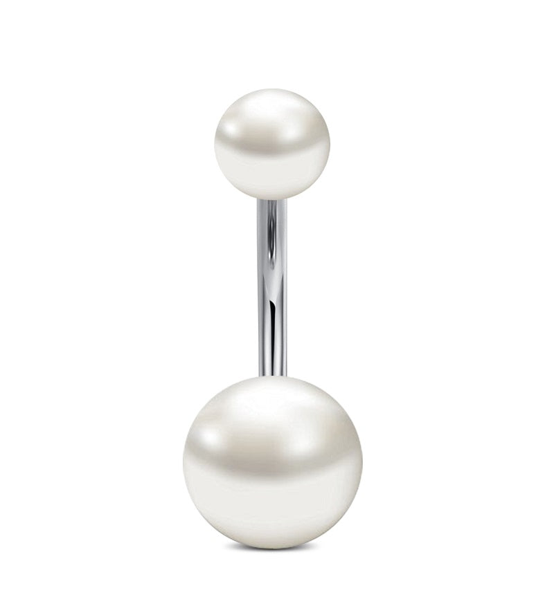 White Pearl Belly Rings