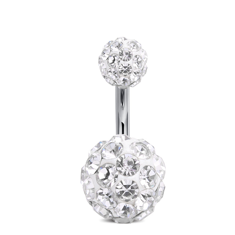 Disco CZ Belly Ring White 6mm