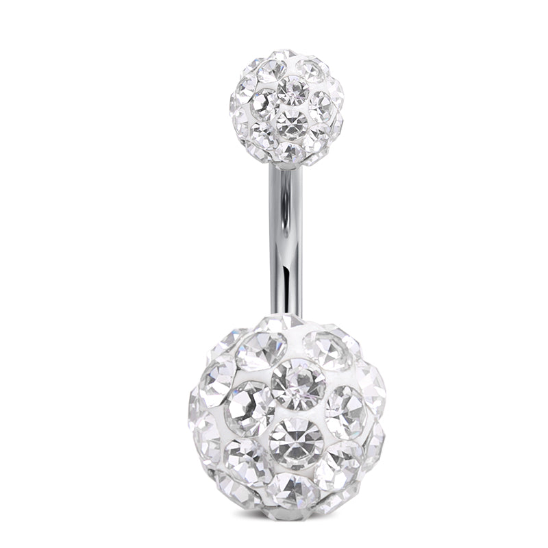 Disco CZ Belly Ring White 8mm