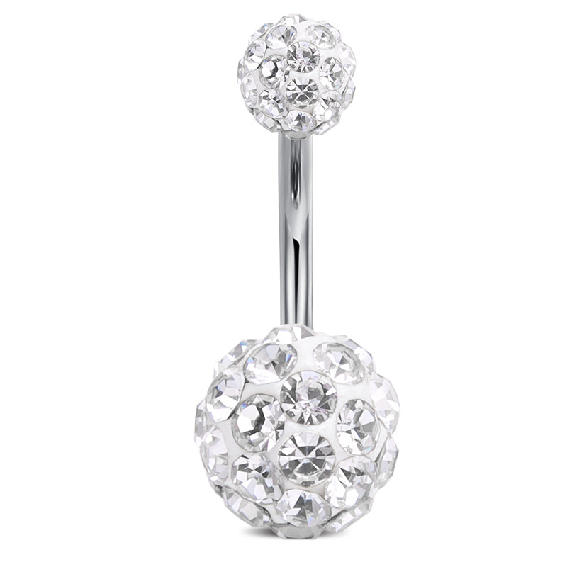 Disco CZ Belly Ring White 10mm