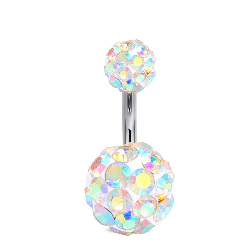 Disco CZ Belly Ring AB Color 6mm