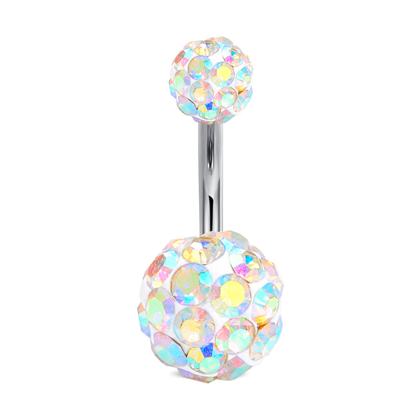 Disco CZ Belly Ring AB Color 8mm