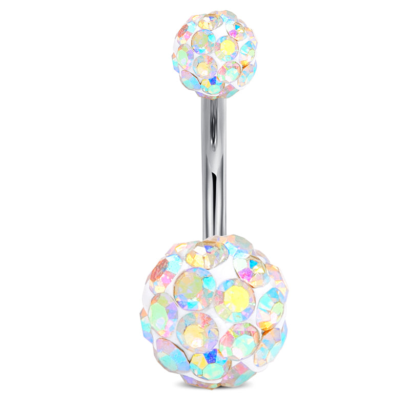 Disco CZ Belly Ring AB Color 10mm