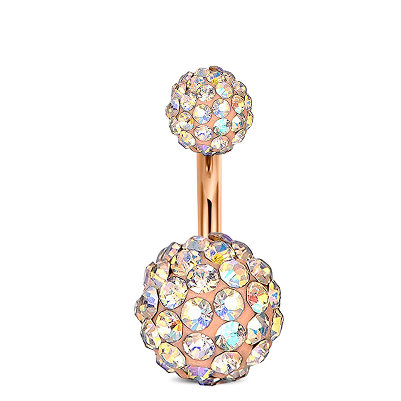 Disco CZ Belly Ring Rose Gold 6mm