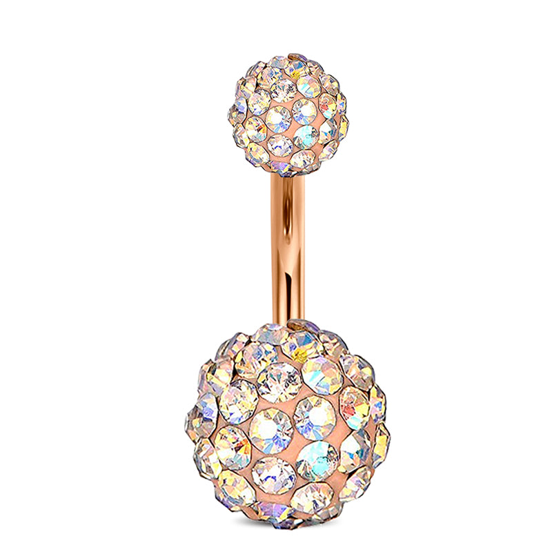 Disco CZ Belly Ring Rose Gold 8mm