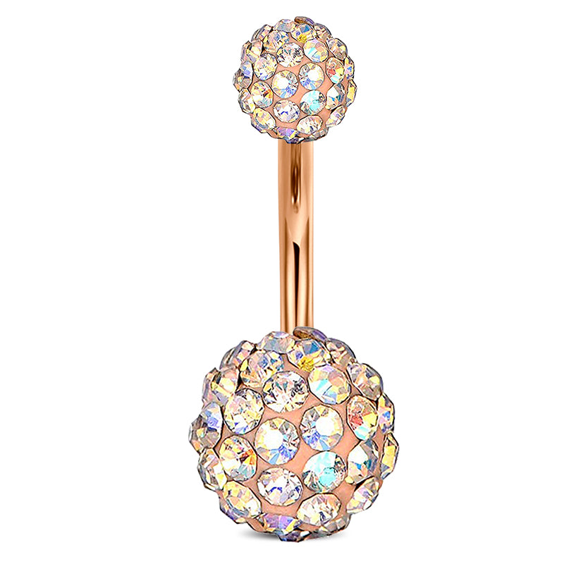 Disco CZ Belly Ring Rose Gold 10mm