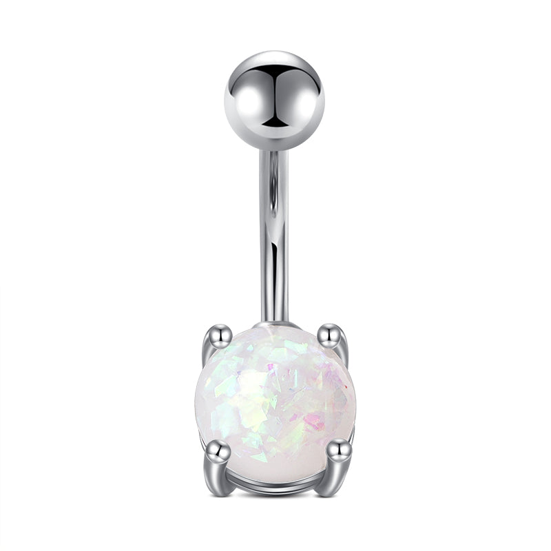 10mm Silver Opal Navel Belly Ring