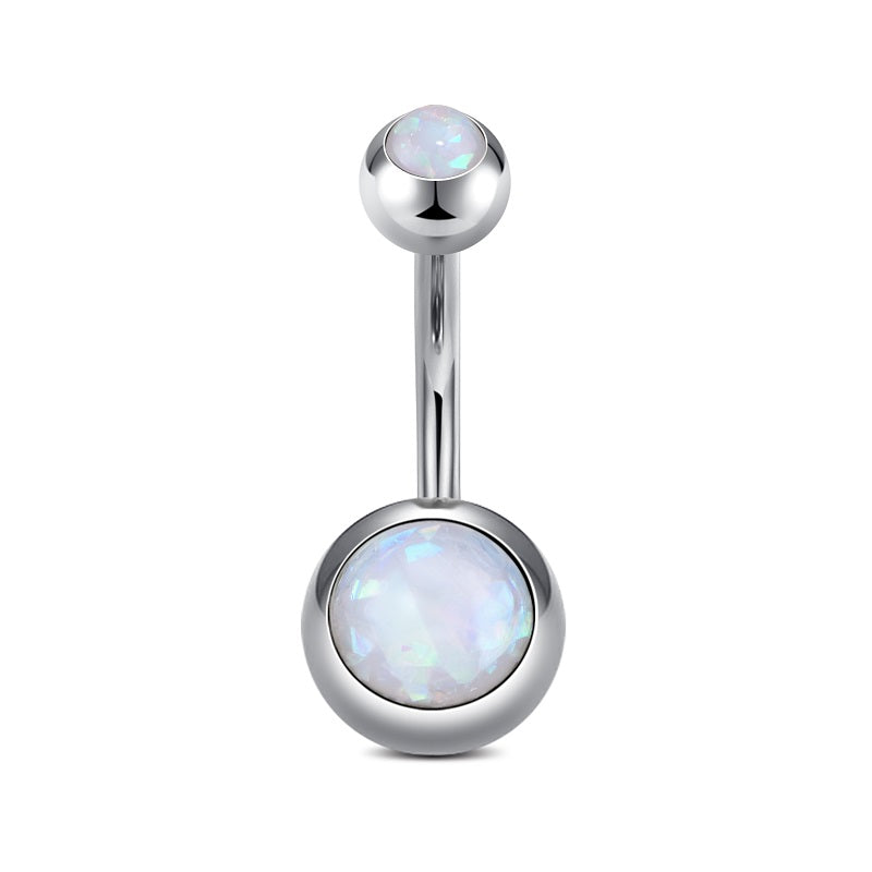 White Opal Belly Button Ring