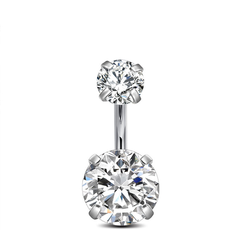 6MM Silver Bar+Clear CZ
