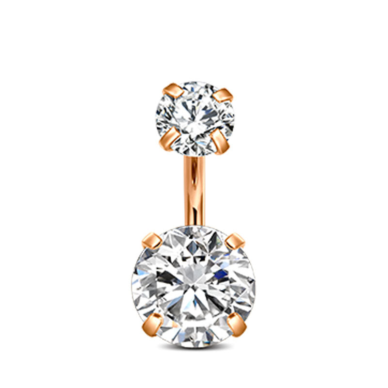 6MM Rose Gold Bar+Clear CZ