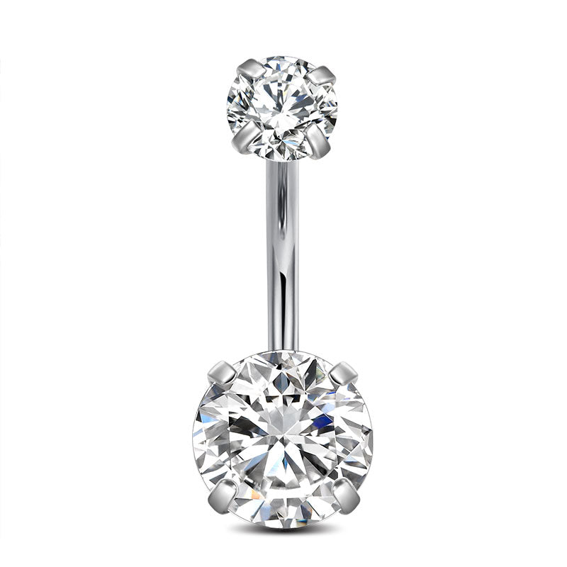 10MM Silver Bar+Clear CZ