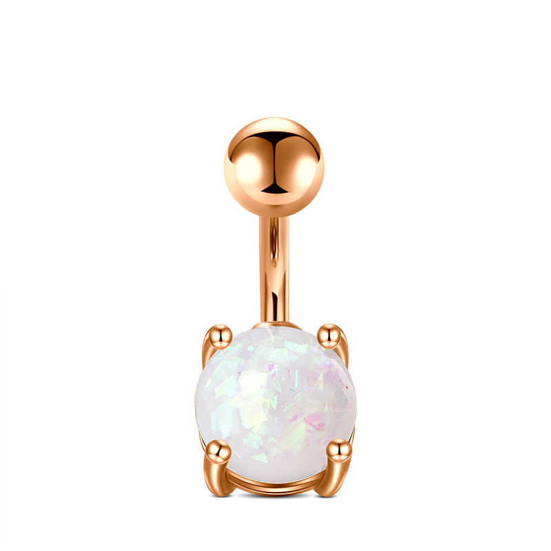 6mm Rose Gold Opal Navel Belly Ring