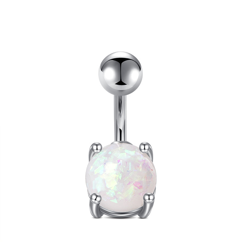 6mm Silver Opal Navel Belly Ring