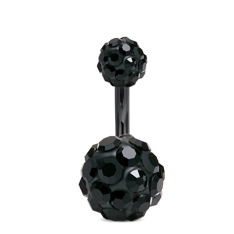 Disco CZ Belly Ring Black 6mm