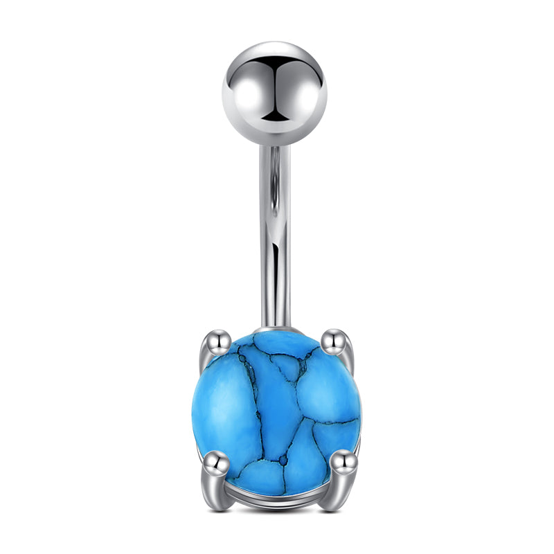 Turquoise Silver Navel Ring