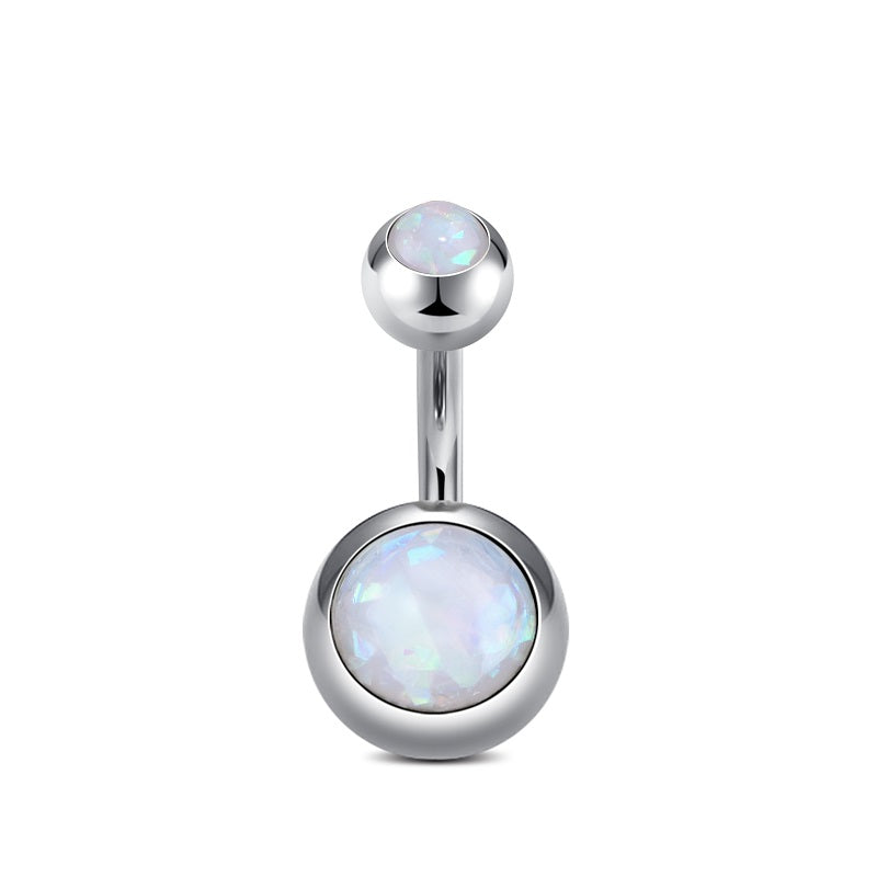 6mm Silver Opal Navel Belly Ring