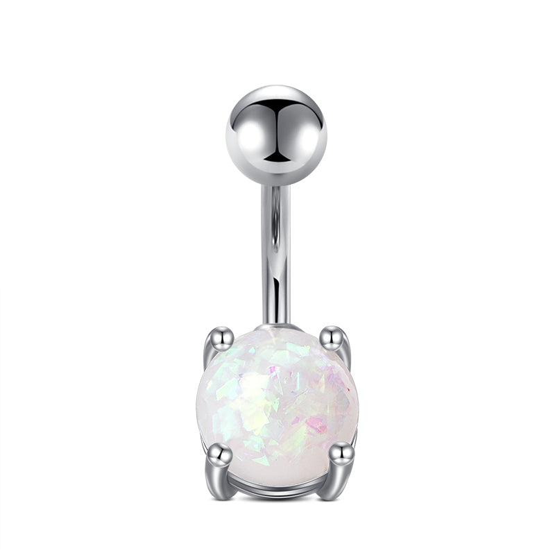 8mm Silver Opal Navel Belly Ring