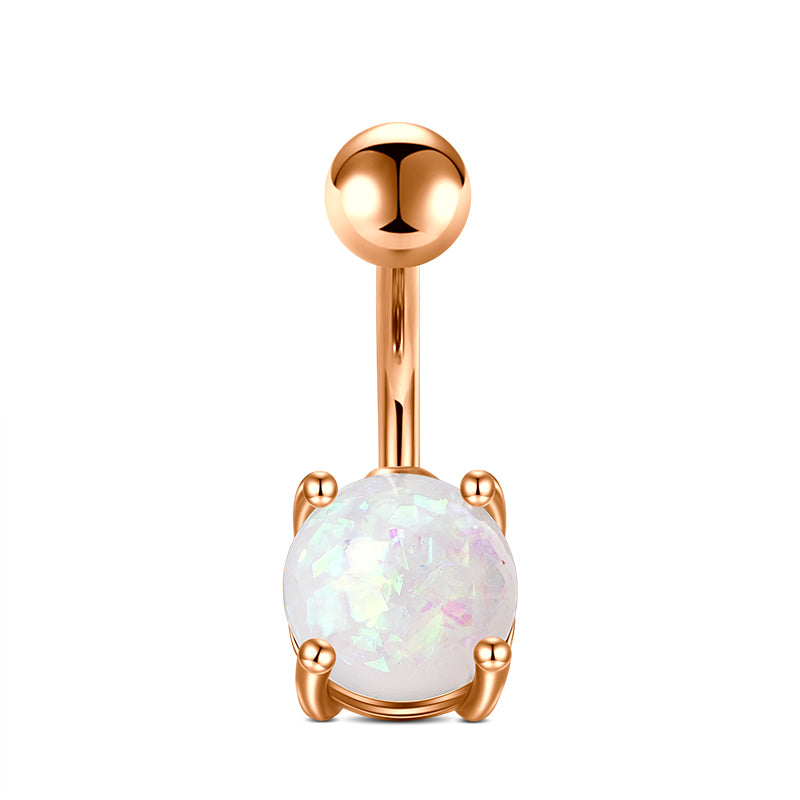 8mm Rose Gold Opal Navel Belly Ring