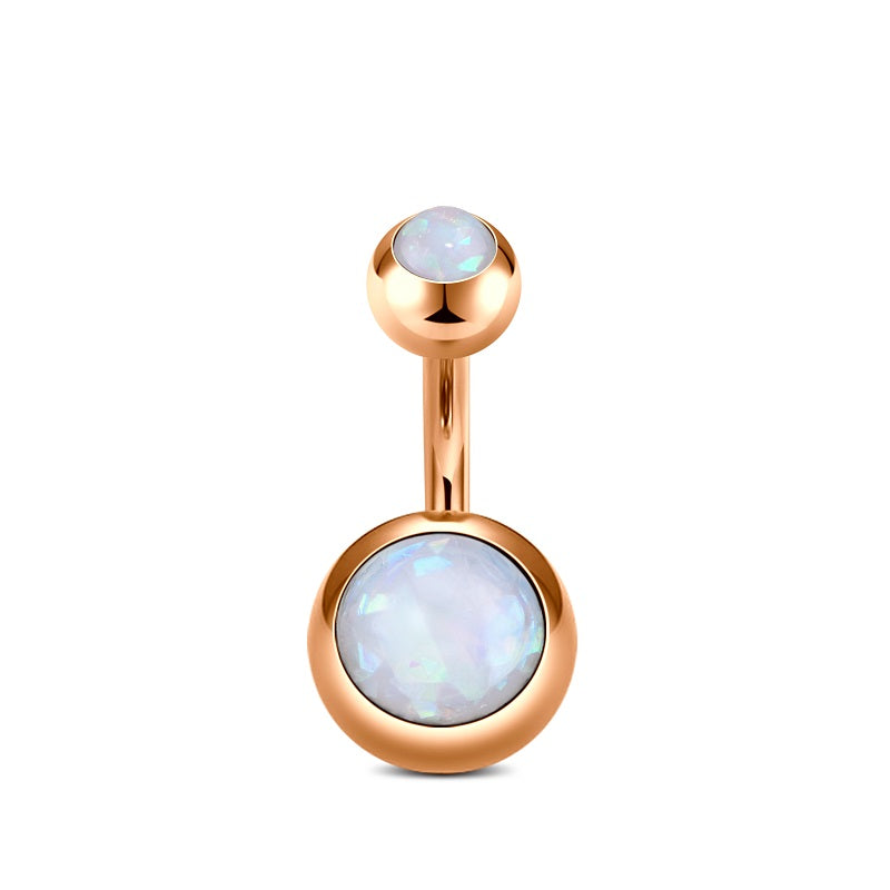 6mm Rose Gold Opal Navel Belly Ring