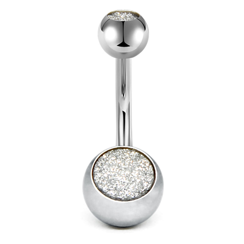 10MM Silver Shiny Glitter navel ring