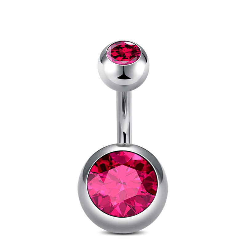 6MM Pink CZ Belly Ring