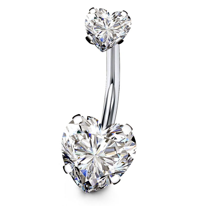 Clear CZ Heart Navel Ring