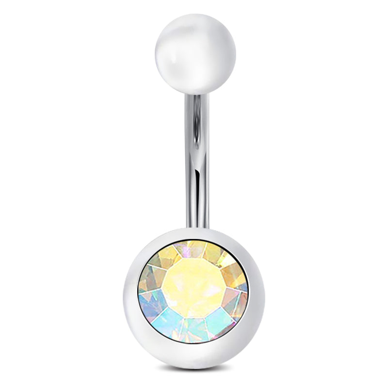 clear ball with AB CZ Navel Ring