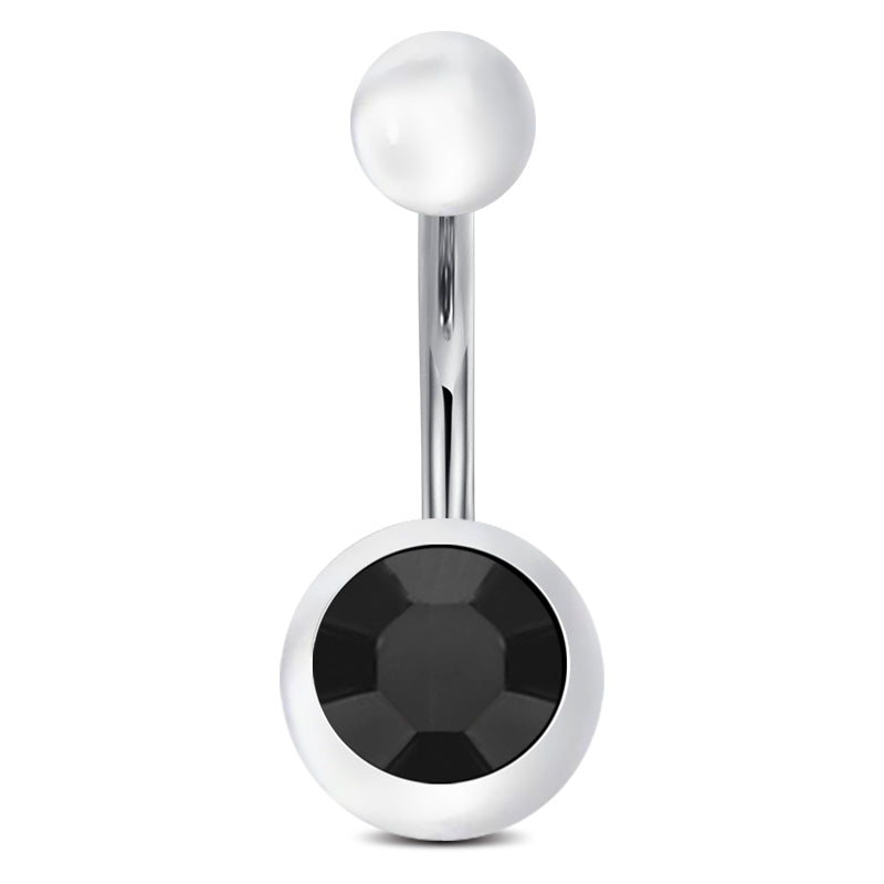 clear ball with Black CZ Navel Ring