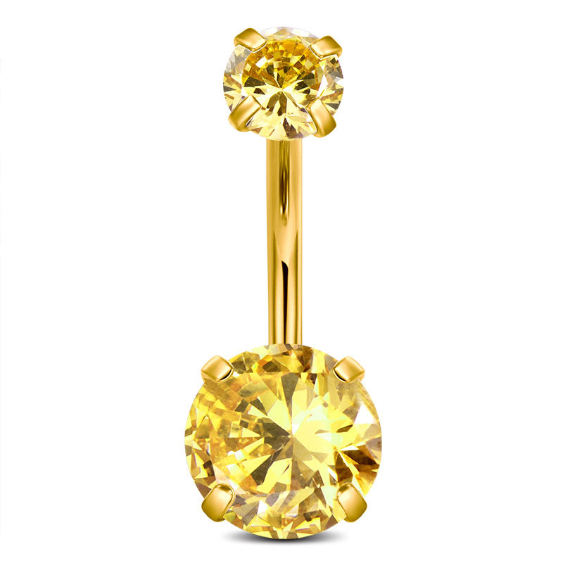 10MM Gold Bar+Gold CZ
