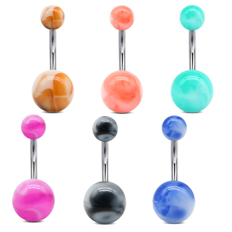 Surgical Steel Belly Button Ring With Acrylic Colorful Ball 14G Navel Belly Ring Piercing