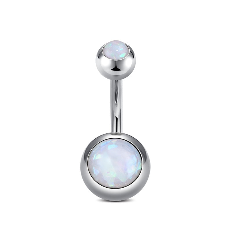8mm Silver Opal Navel Belly Ring
