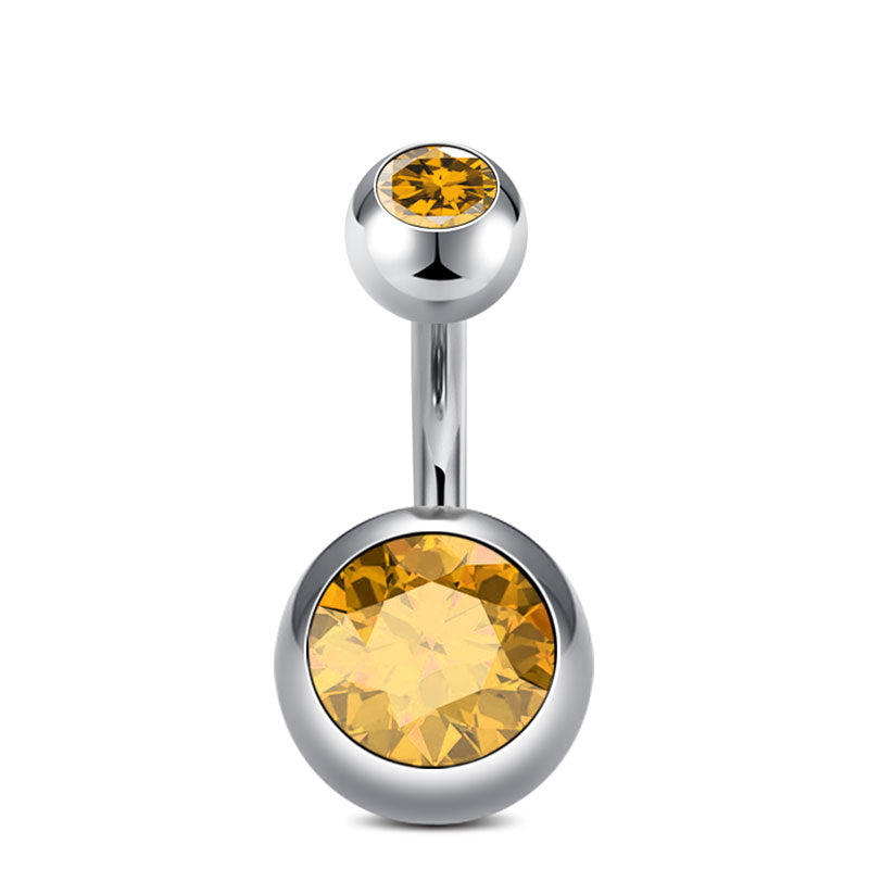 6MM Yellow CZ Belly Ring