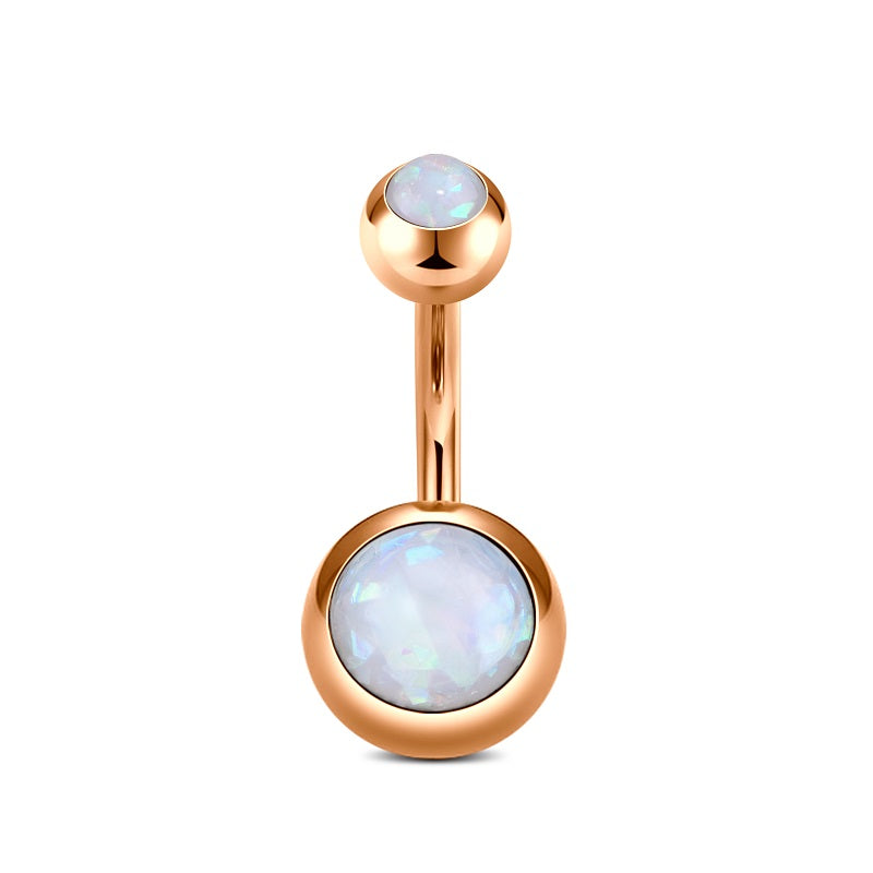 8mm Rose Gold Opal Navel Belly Ring