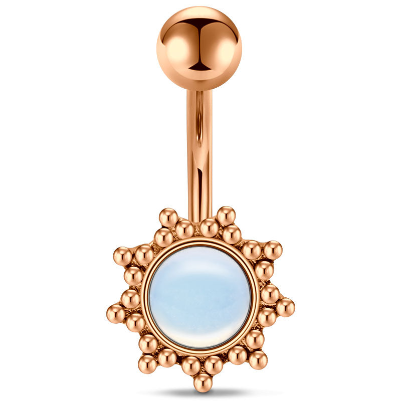Rose Gold Opal inlaid Sun Belly ring