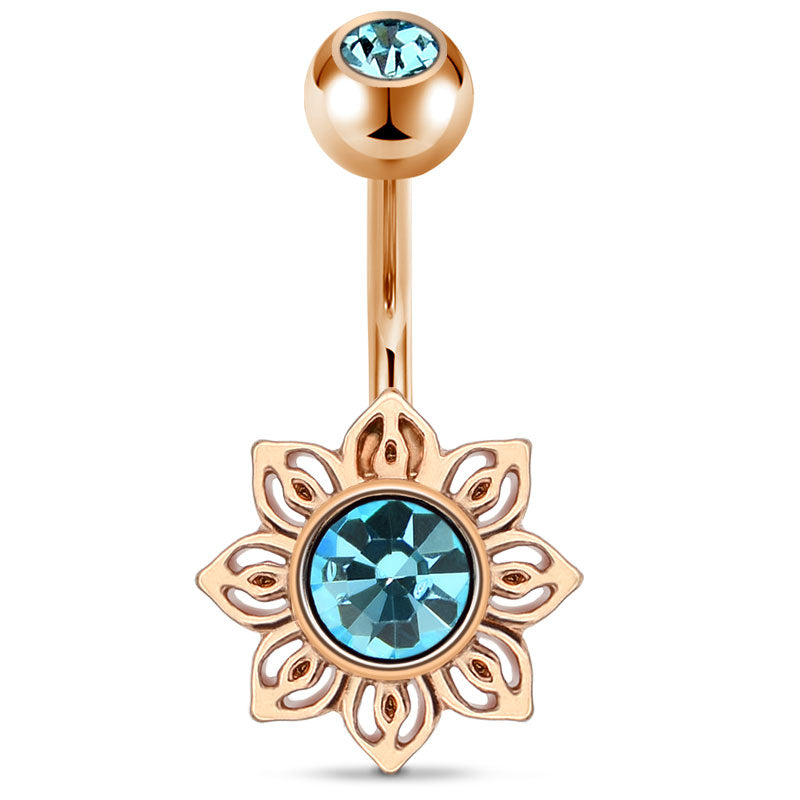 Blue zirconia Sun Navel Ring