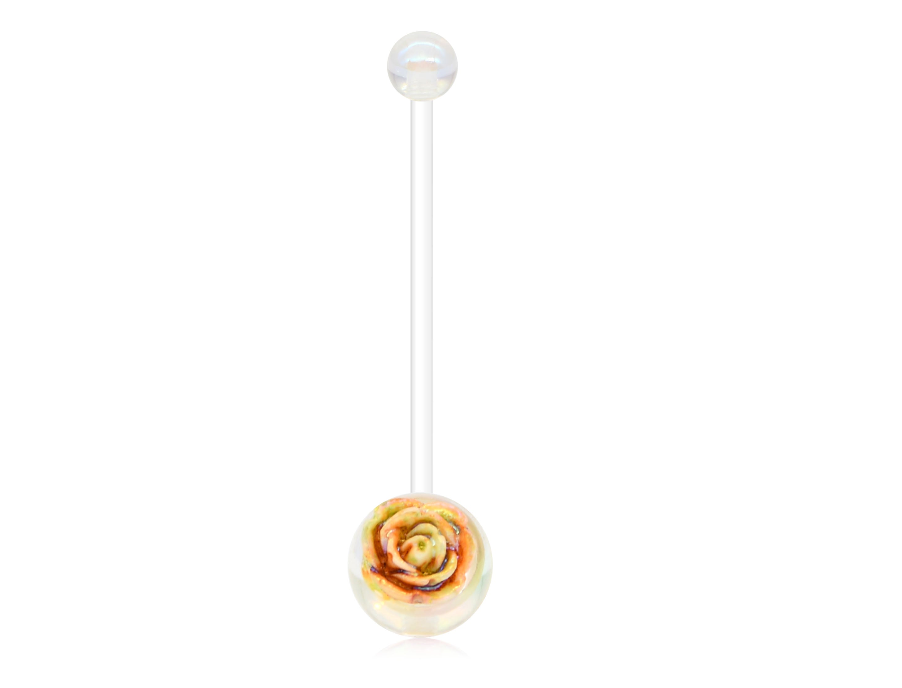 Gold 14G Rose Flower Maternity belly ring