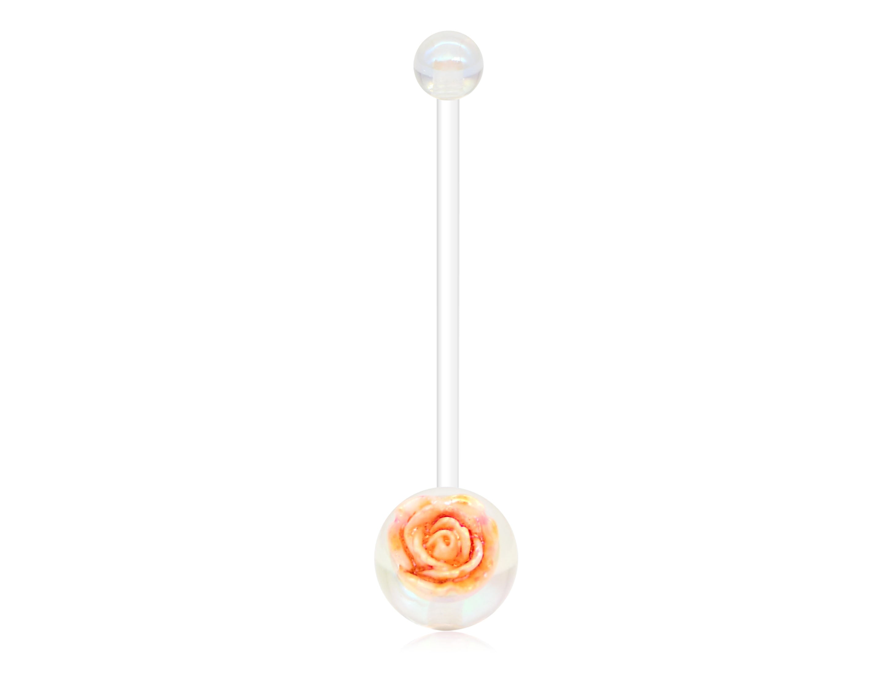 Orange 14G Rose Flower Maternity belly ring