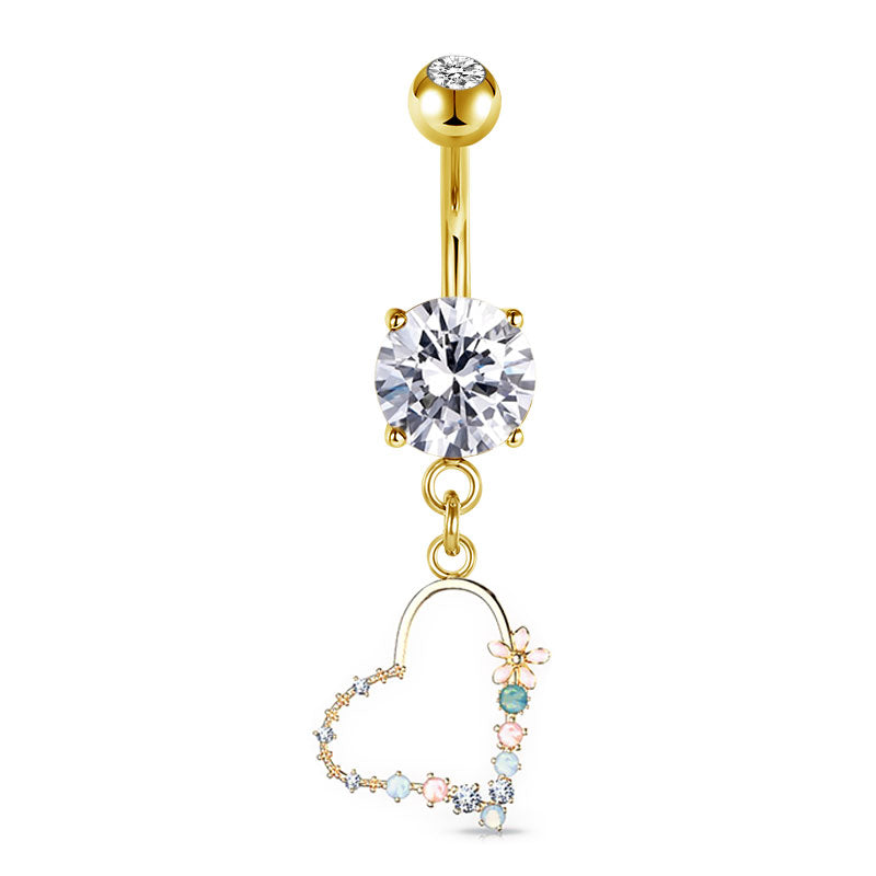 Gold Heart Shaped flower wreath Belly ring