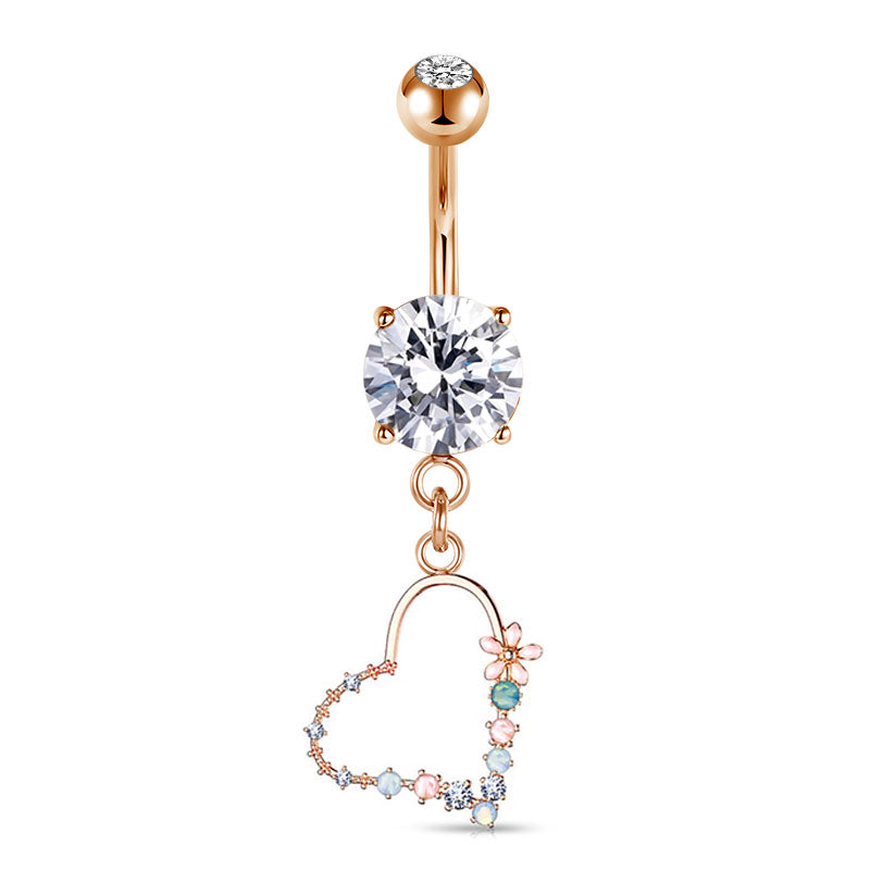 Rose Gold Heart Shaped flower wreath Belly ring