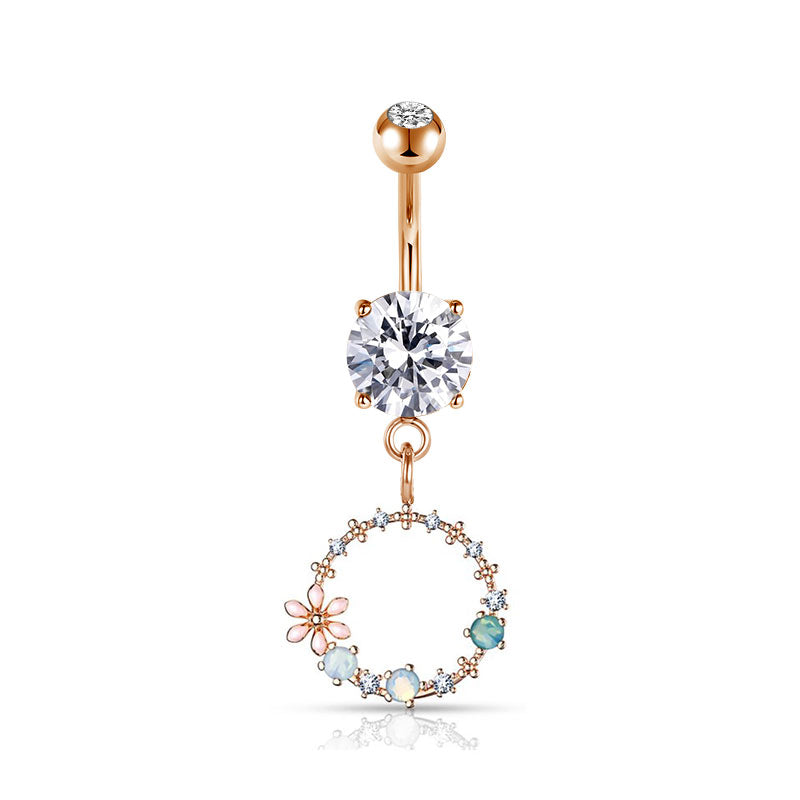Rose Gold Round Shaped flower wreath Belly ring